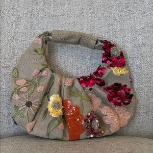 Floral Embellished Hobo Bag - Multicolor